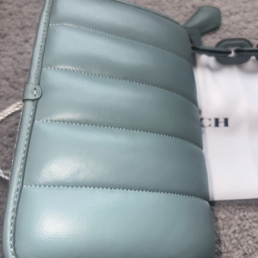 Coach Quilted Crossbody Bag in Light Blue with Gold Hardware - Picture 4 of 8